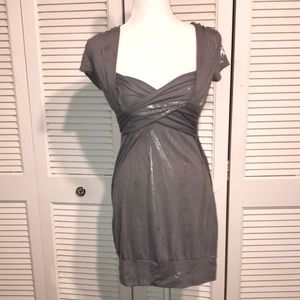 French Kiss Sexy Dress T shirt in Gray w/ Mettalic!